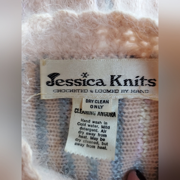 Vintage Jessica Knits hand loomed and crocheted angora Sweater and Skirt, Size S - Picture 7 of 8